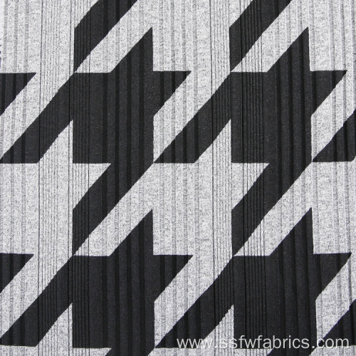 Grey Black Special Rib Pattern Geometric Print Fabric